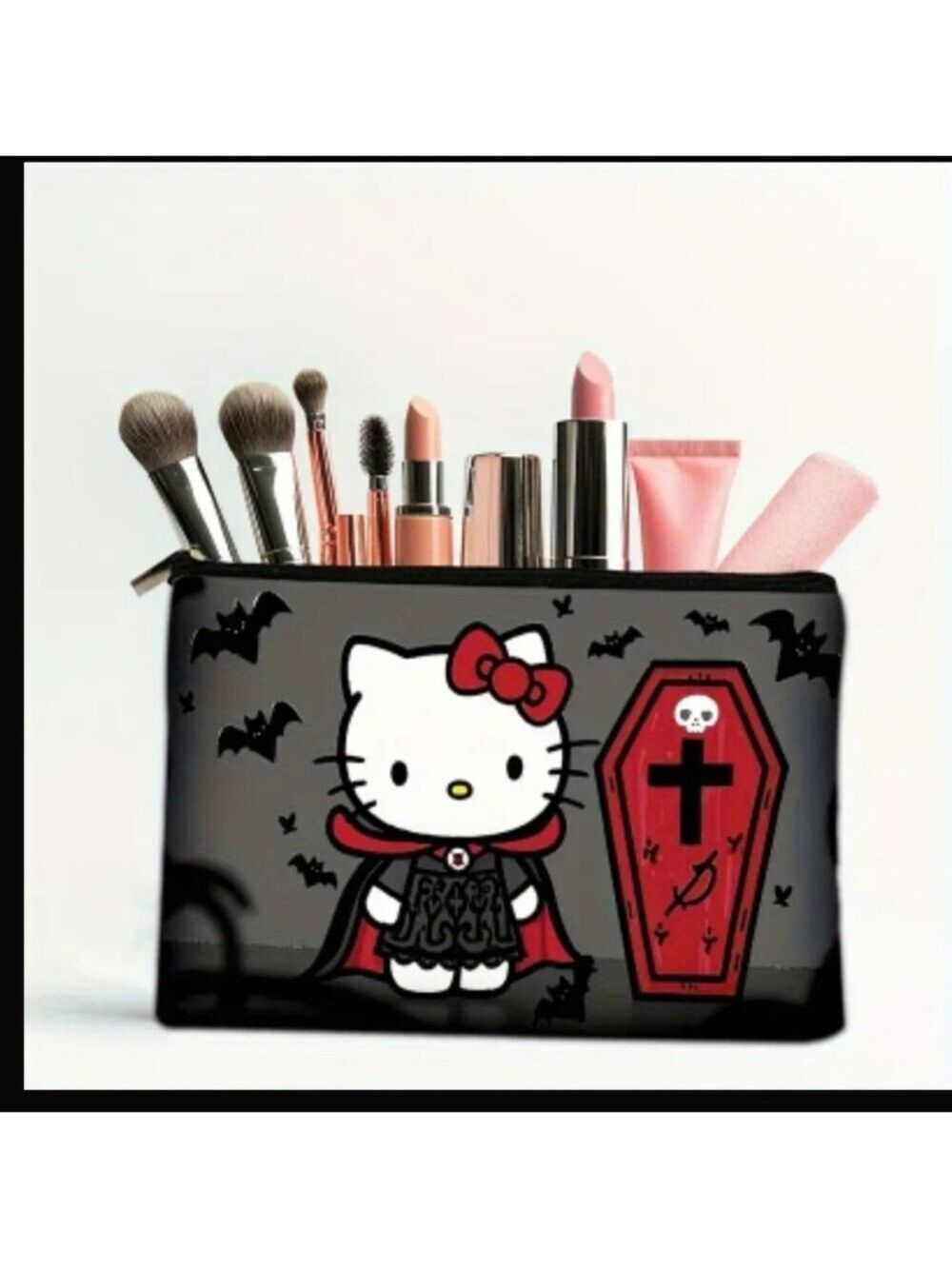 Hello Kitty Makeup Bag With Coffin & Bats